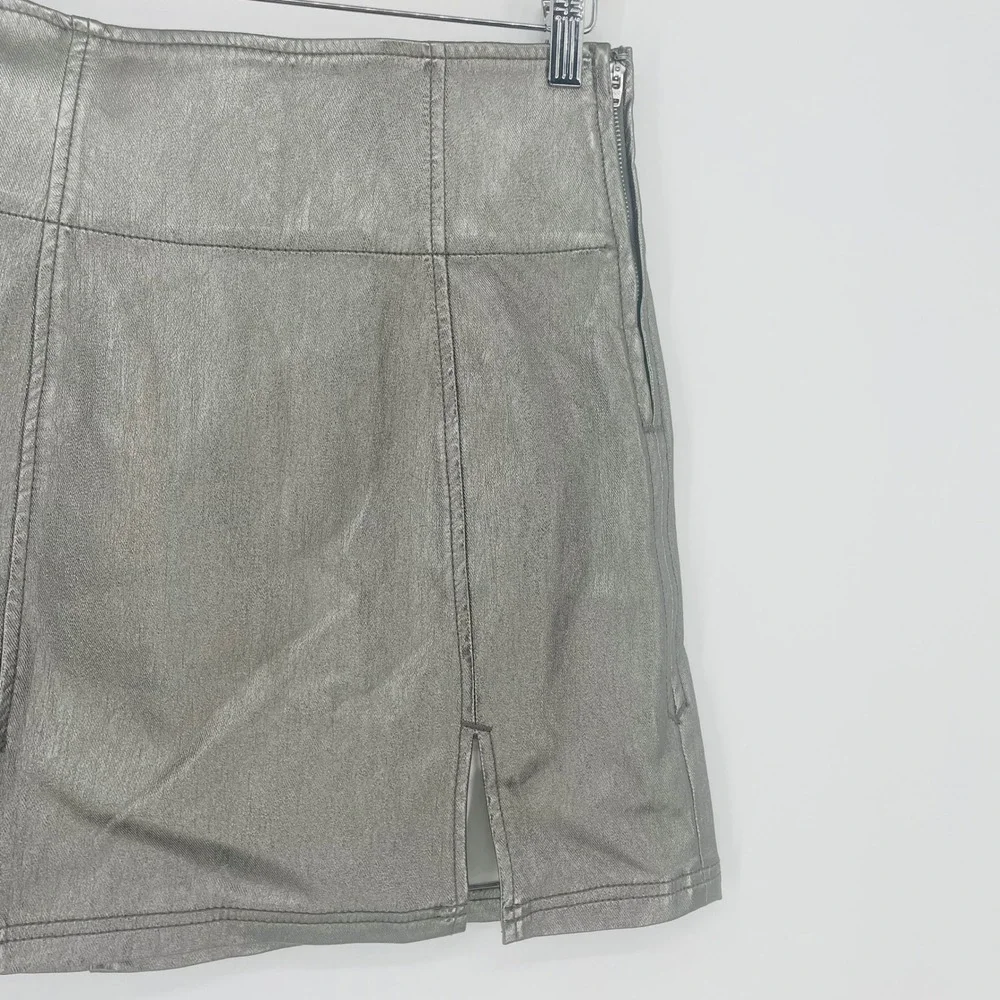 Free People Metallic Silver Mini Skirt